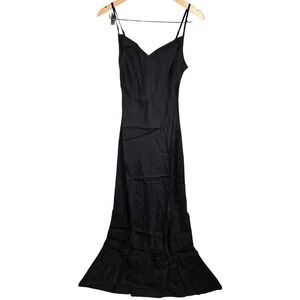 J. Crew V-neck maxi slip dress in cupro-blend crepe‎ Black 4 NWT